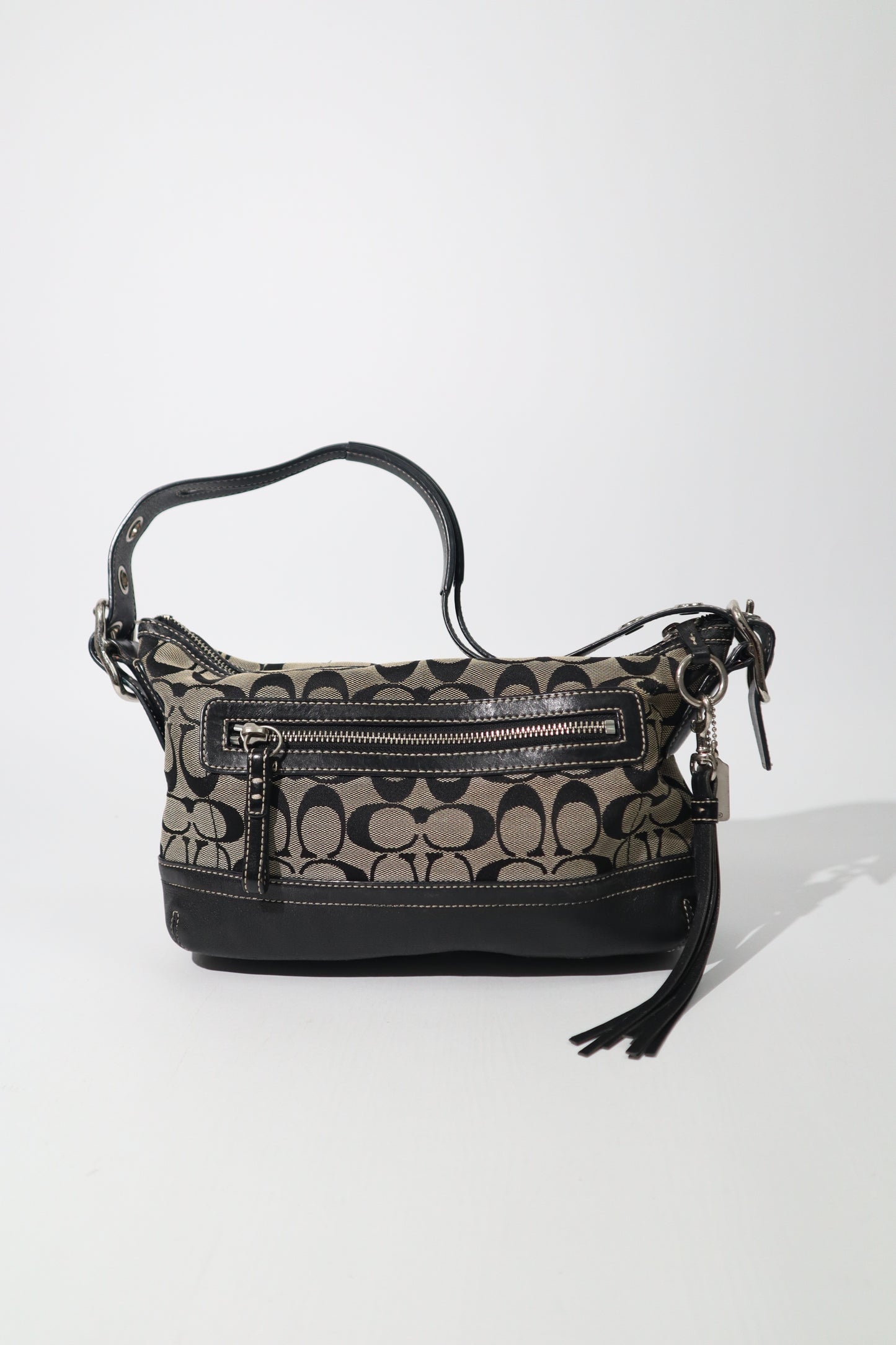Coach Y2K East West Demi Shoulder Bag in Signature Black/Grey Canvas