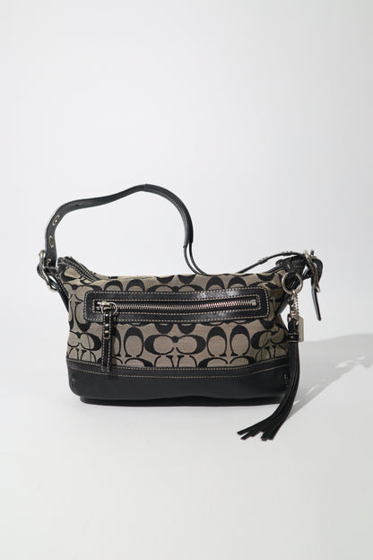 Coach Y2K East West Demi Shoulder Bag in Signature Black/Grey Canvas