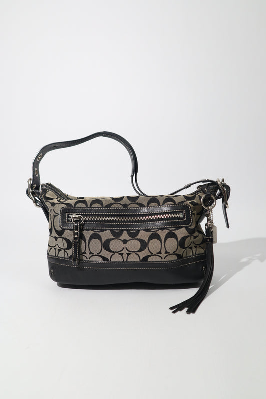 Coach Y2K East West Demi Shoulder Bag in Signature Black/Grey Canvas
