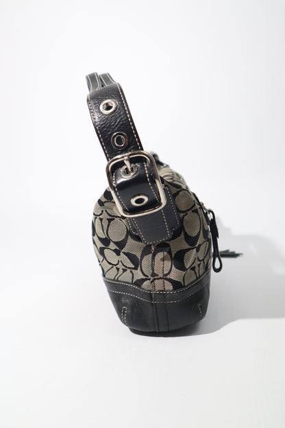 Coach Y2K East West Demi Shoulder Bag in Signature Black/Grey Canvas