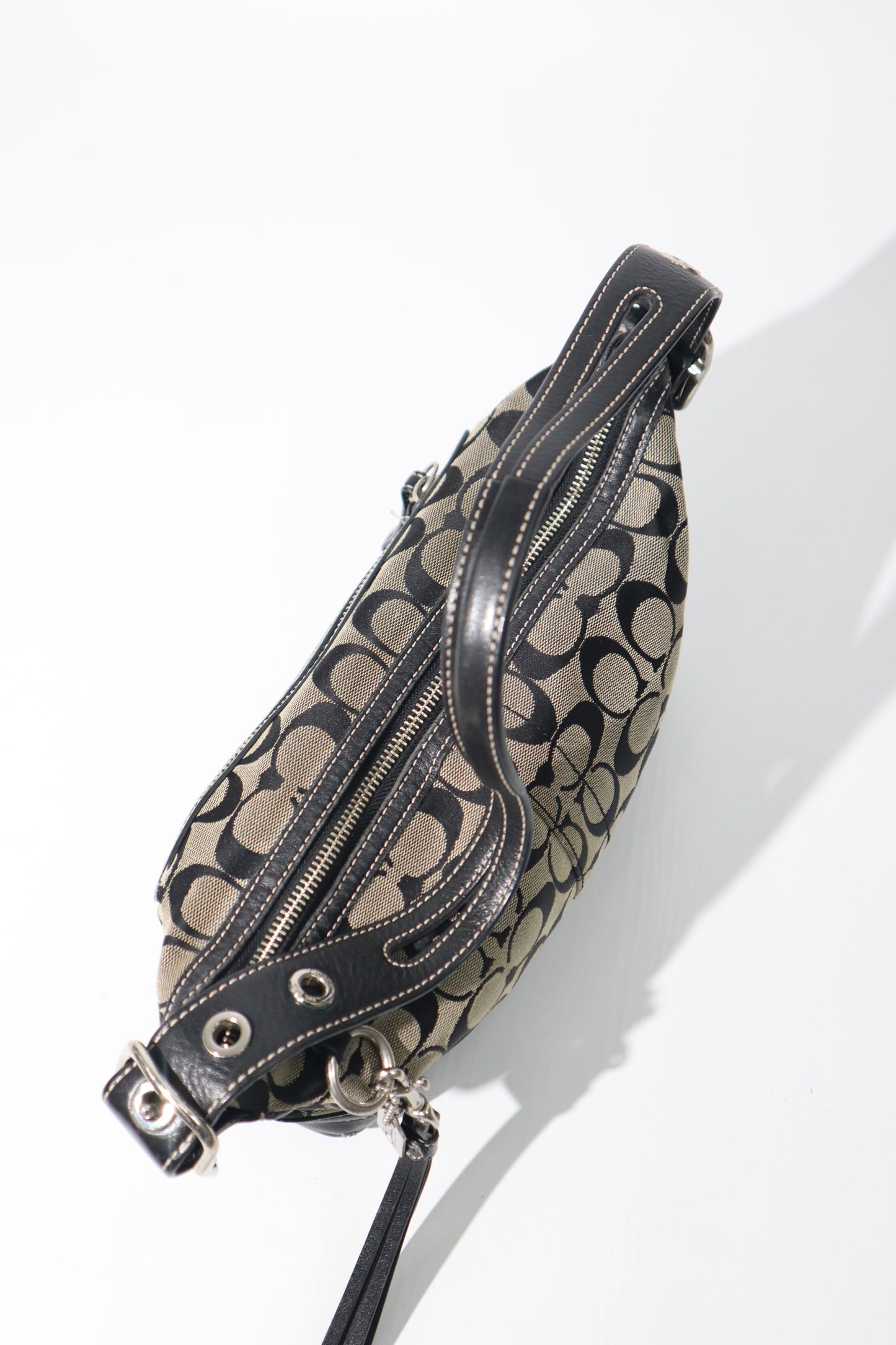 Coach Y2K East West Demi Shoulder Bag in Signature Black/Grey Canvas