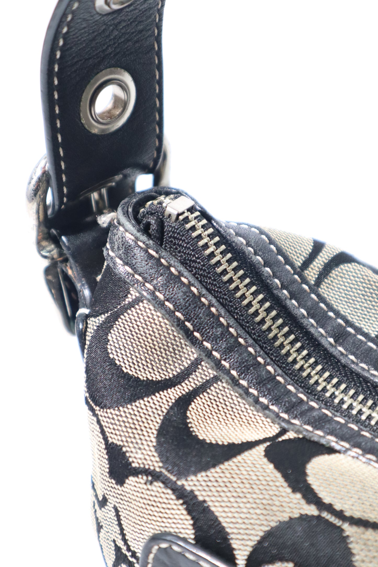 Coach Y2K East West Demi Shoulder Bag in Signature Black/Grey Canvas