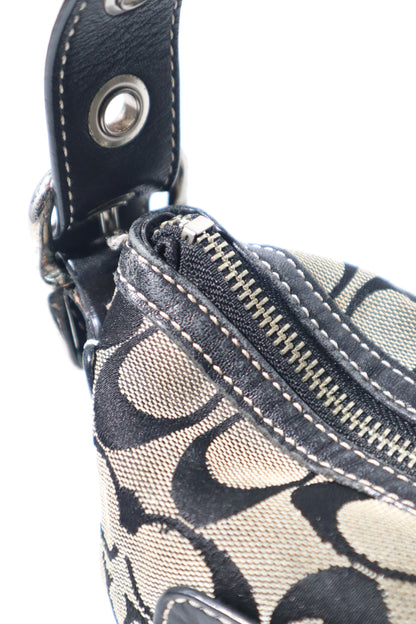 Coach Y2K East West Demi Shoulder Bag in Signature Black/Grey Canvas