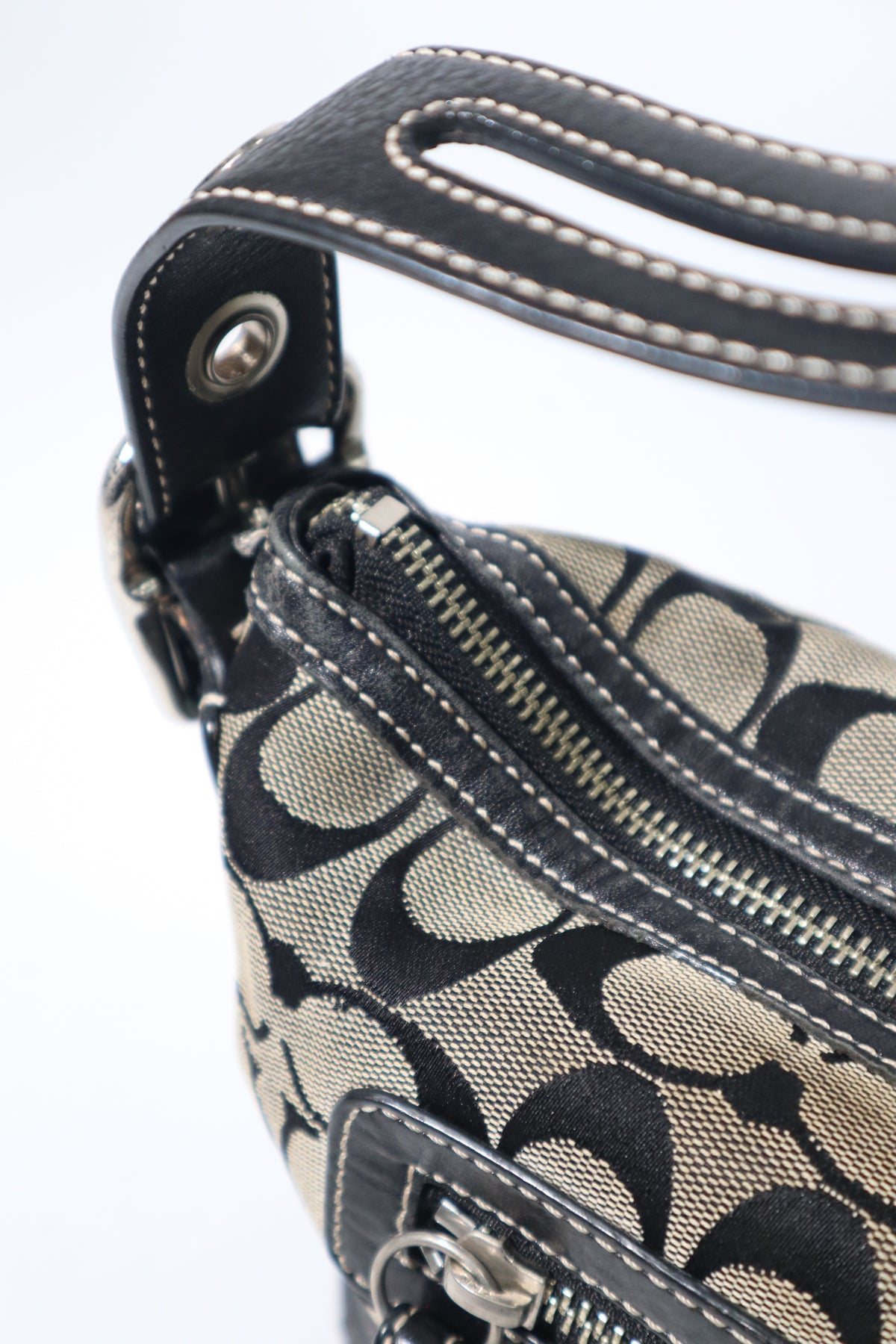Coach Y2K East West Demi Shoulder Bag in Signature Black/Grey Canvas