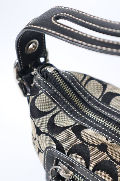 Coach Y2K East West Demi Shoulder Bag in Signature Black/Grey Canvas