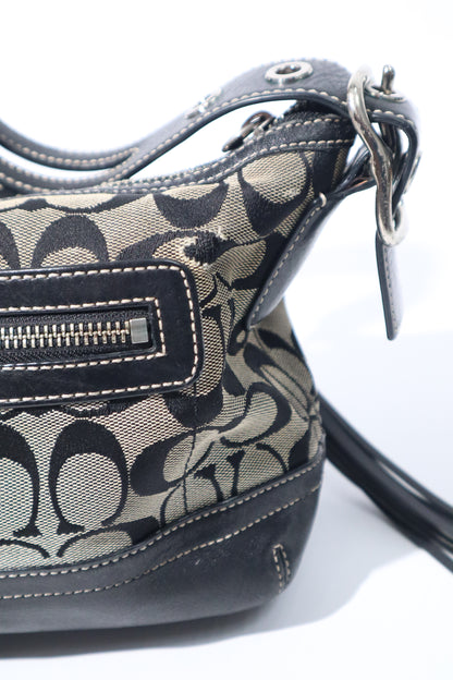 Coach Y2K East West Demi Shoulder Bag in Signature Black/Grey Canvas