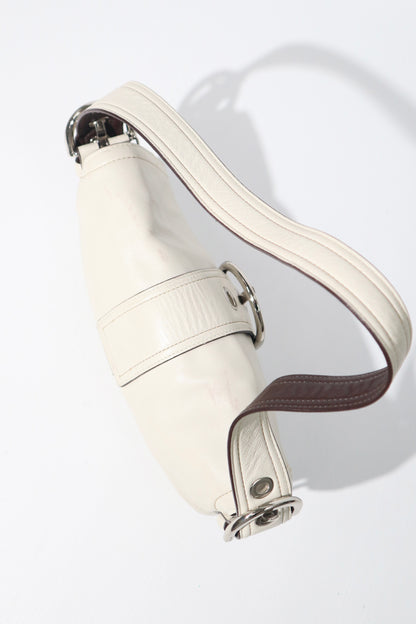Vintage Coach Soho Leather Buckle Shoulder Bag in White
