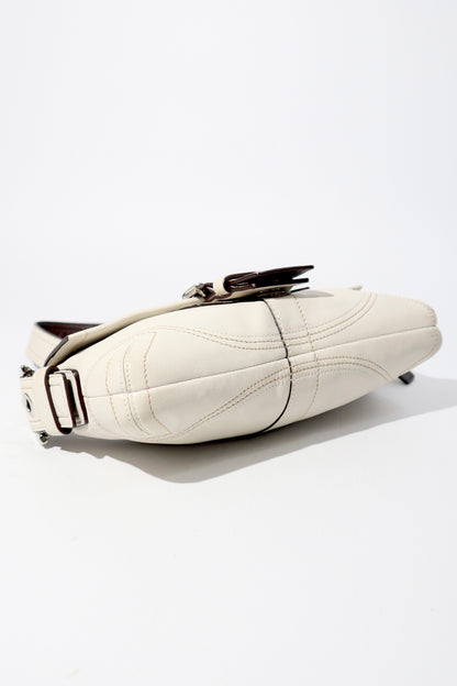 Vintage Coach Soho Leather Buckle Shoulder Bag in White
