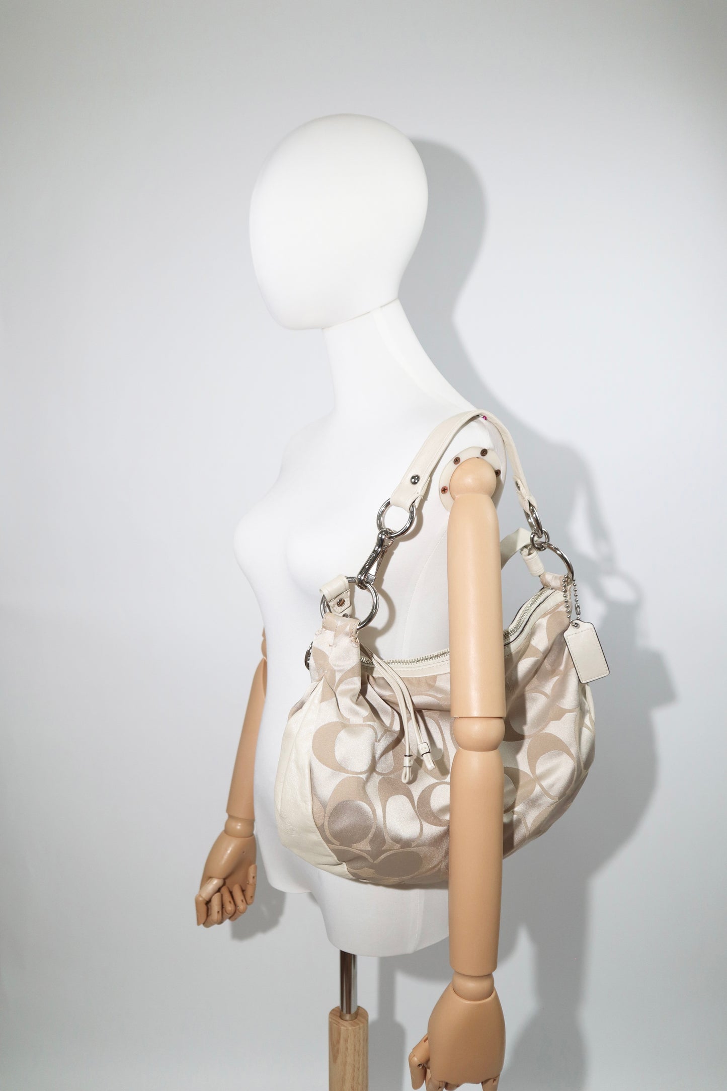 Coach Ali Signature Hobo Bag in Beige