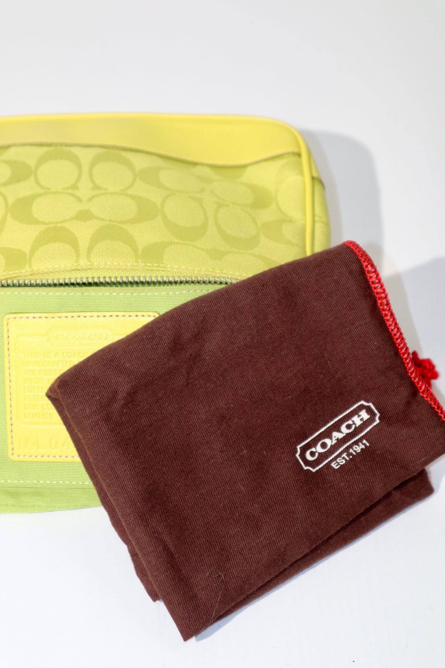 Coach Vintage 2004 Y2K Canvas Mini Pouch in Lime Green