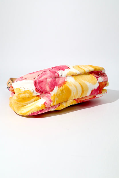 Vintage Coach 2002 Floral Fabric Maggie Shoulder Bag in Yellow & Pink