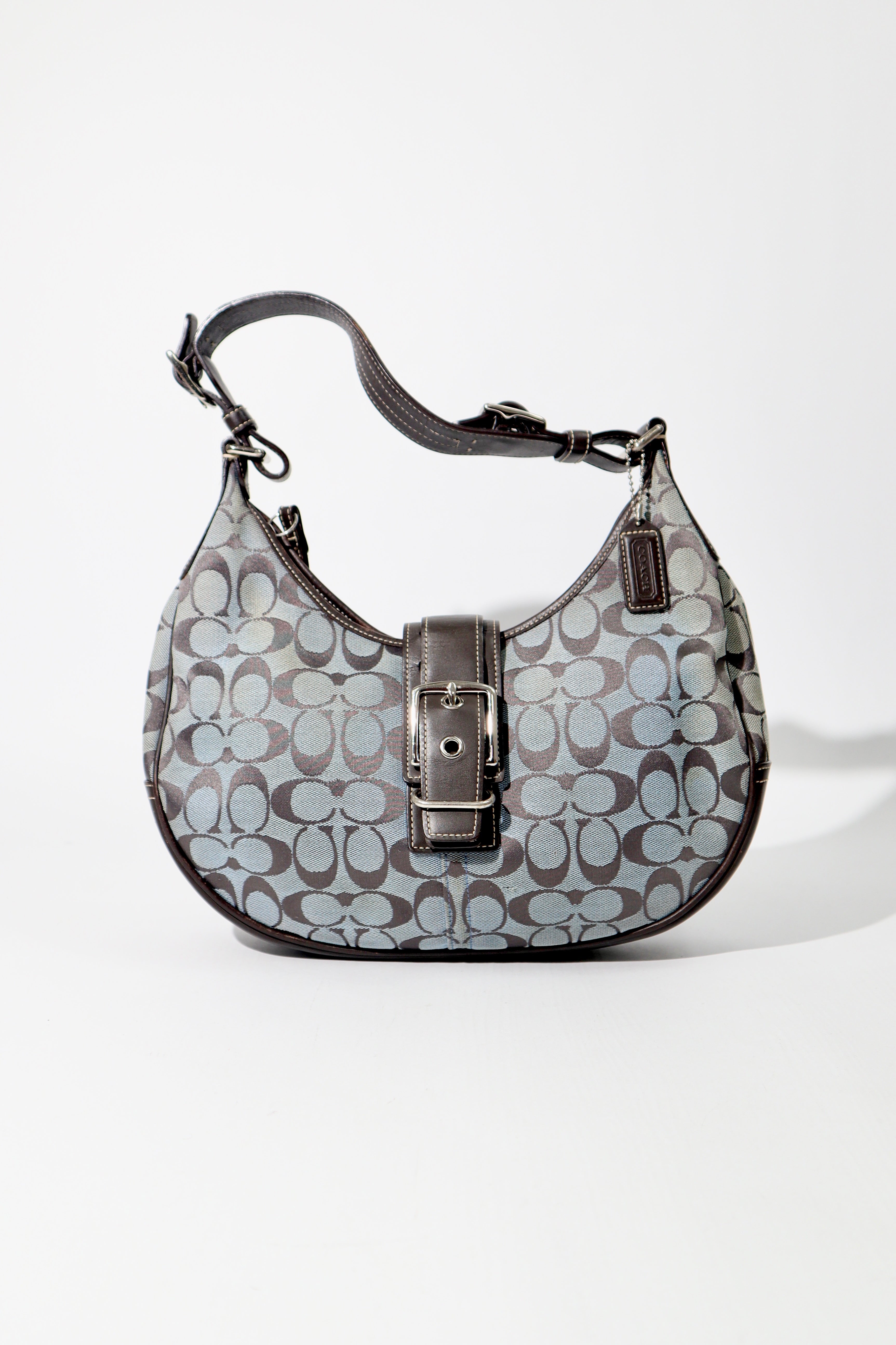 Coach Vintage 2003 Y2K Soho Half Moon Shoulder Bag in Navy & Brown