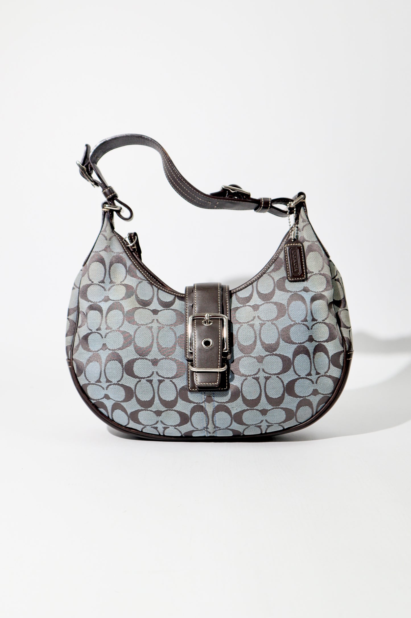 Coach Vintage 2003 Y2K Soho Half Moon Shoulder Bag in Navy & Brown