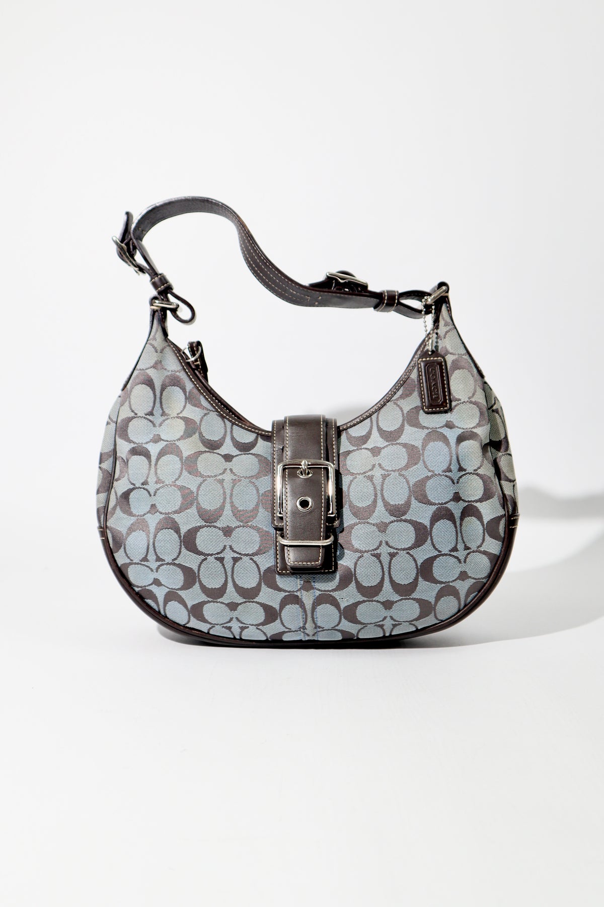 Coach Vintage 2003 Y2K Soho Half Moon Shoulder Bag in Navy & Brown