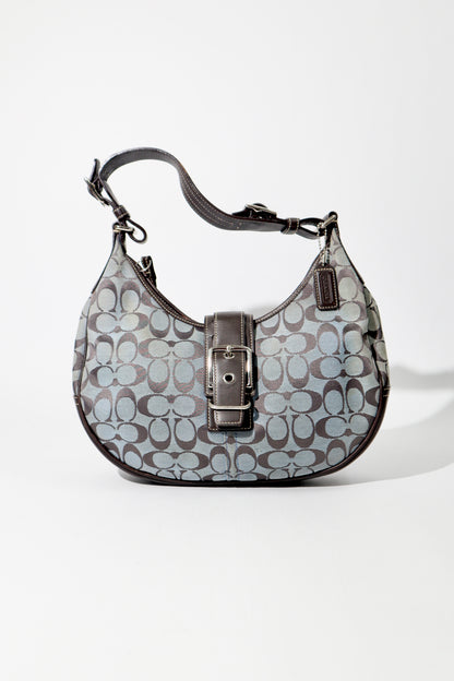 Coach Vintage 2003 Y2K Soho Half Moon Shoulder Bag in Navy & Brown