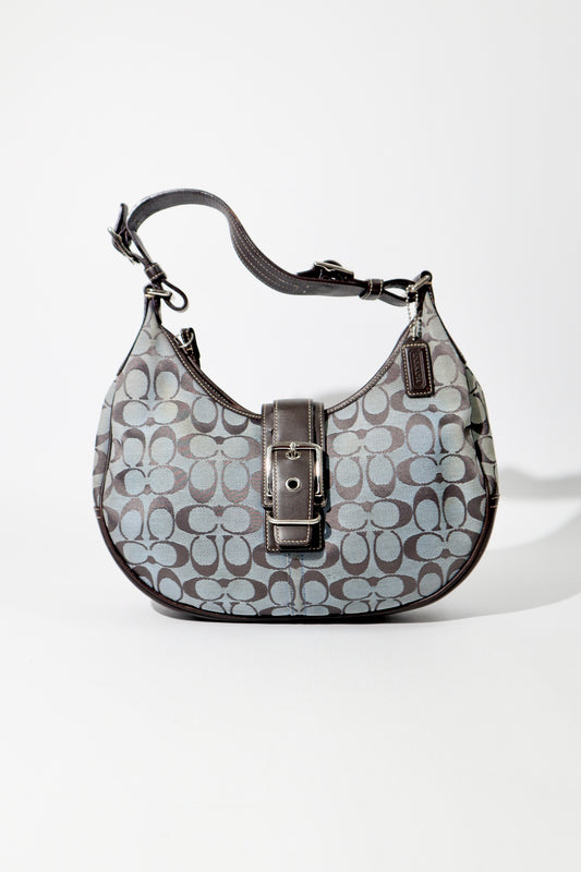 Coach Vintage 2003 Y2K Soho Half Moon Shoulder Bag in Navy & Brown