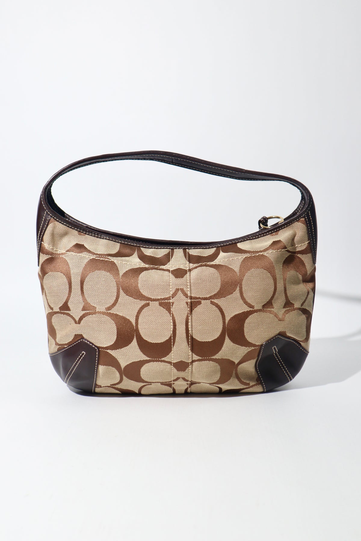 Coach Signature Ergo Hobo in Brown Monogram Canvas with Front Pocket