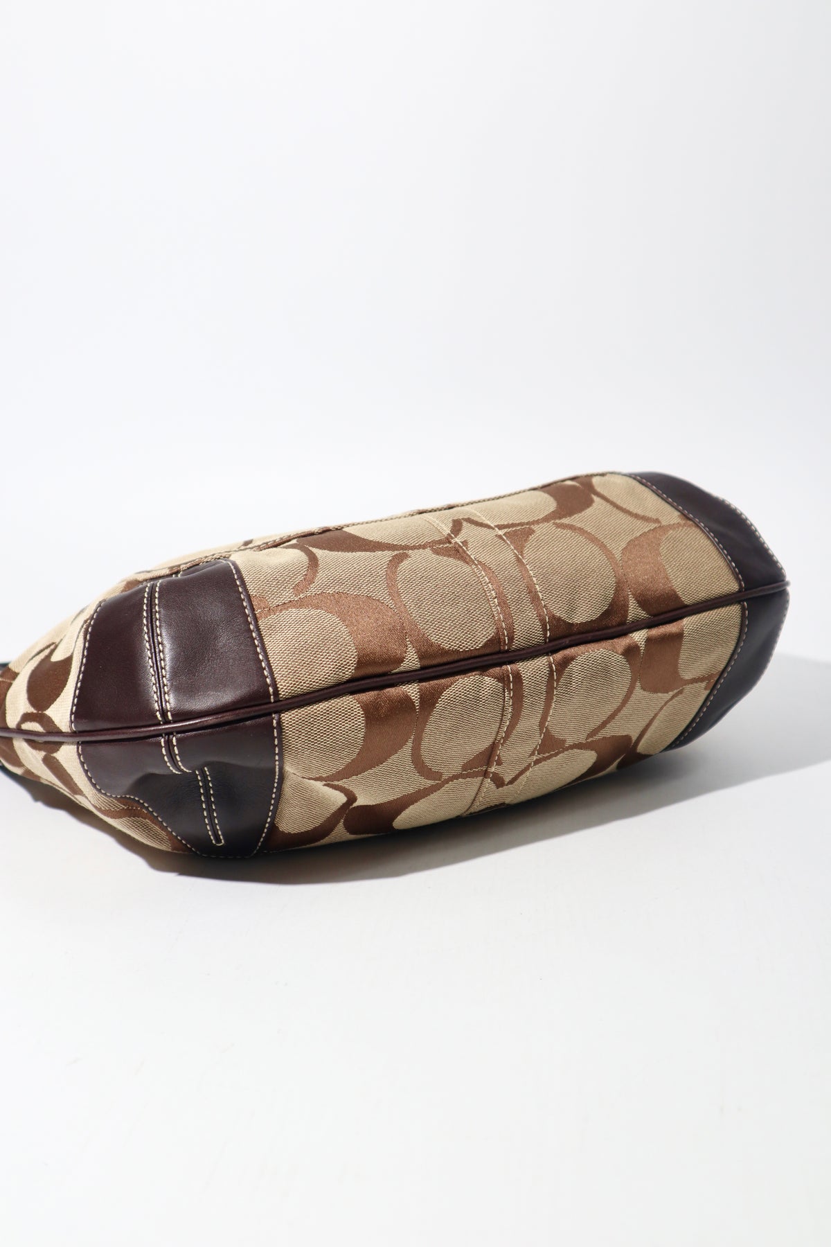 Coach Signature Ergo Hobo in Brown Monogram Canvas with Front Pocket