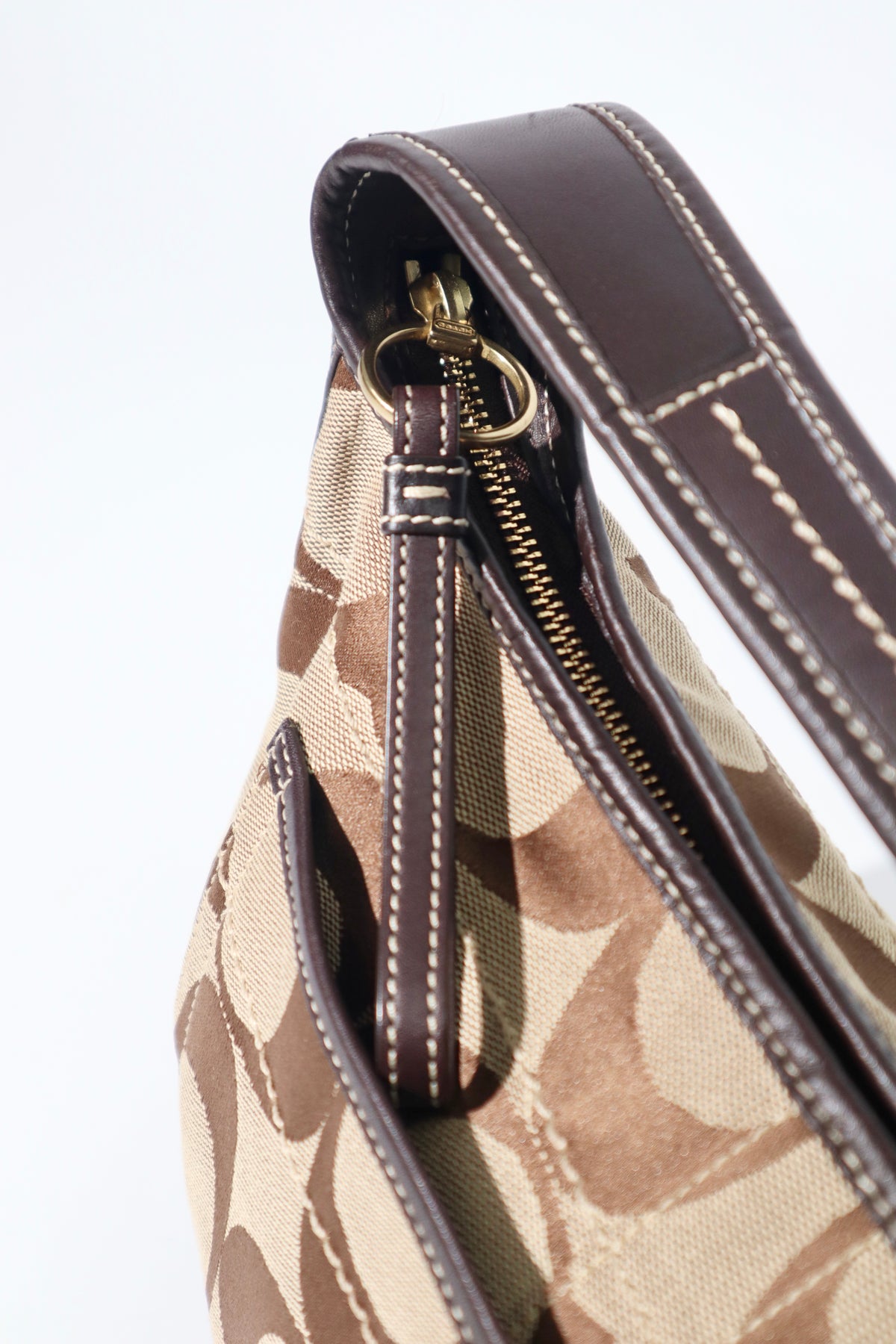 Coach Signature Ergo Hobo in Brown Monogram Canvas with Front Pocket