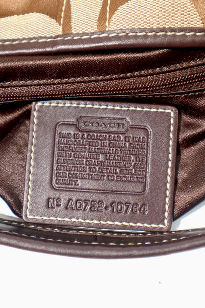 Coach Signature Ergo Hobo in Brown Monogram Canvas with Front Pocket