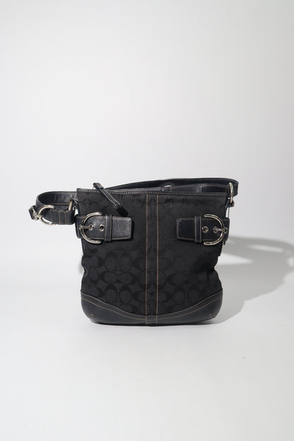 Vintage Authentic Coach Soho Signature Slim Jacquard Shoulder Bag in Black