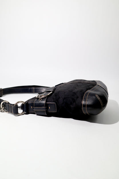 Vintage Authentic Coach Soho Signature Slim Jacquard Shoulder Bag in Black