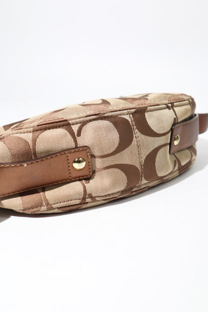 Vintage Coach Zoe Shoulder Bag in Signature Canvas with Bronze Leather Trim