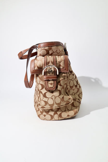 Vintage Coach Y2K Signature Monogram Tote Bag in Brown