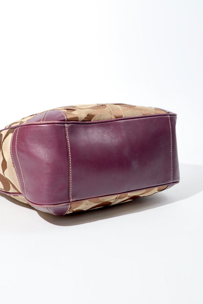 Coach Canvas & Leather Tote Bag 11292 in Beige and Plum