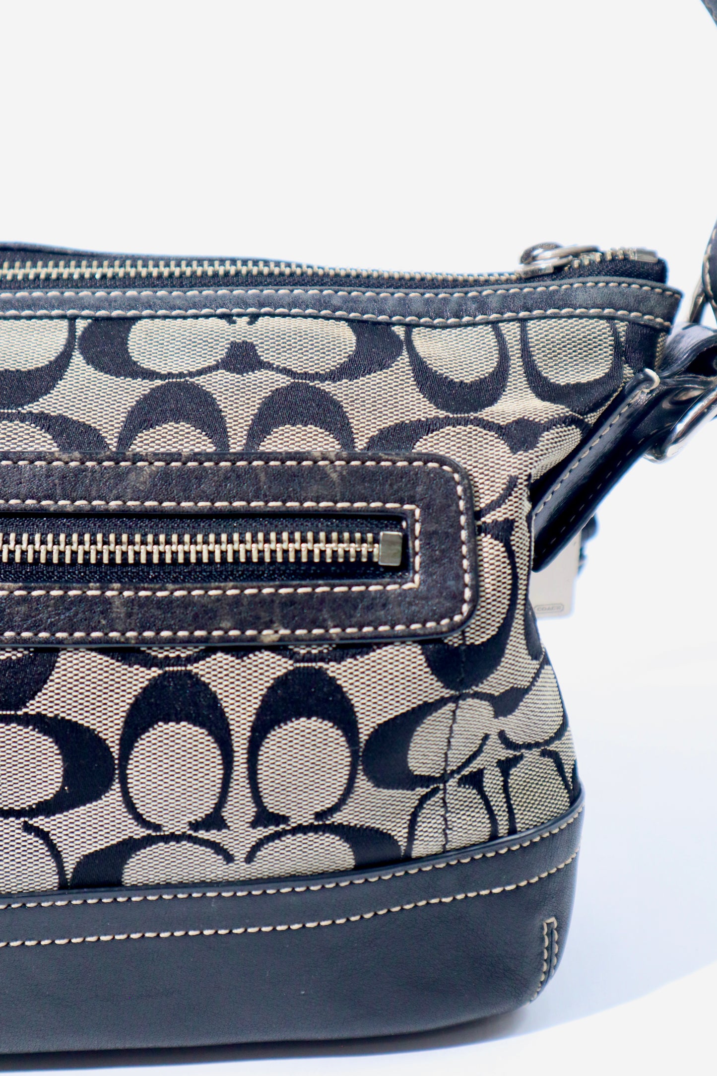 Coach Y2K East West Demi Shoulder Bag in Signature Black/Grey Canvas