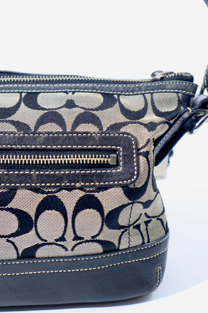 Coach Y2K East West Demi Shoulder Bag in Signature Black/Grey Canvas