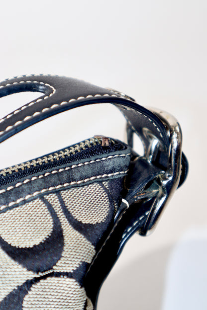 Coach Y2K East West Demi Shoulder Bag in Signature Black/Grey Canvas