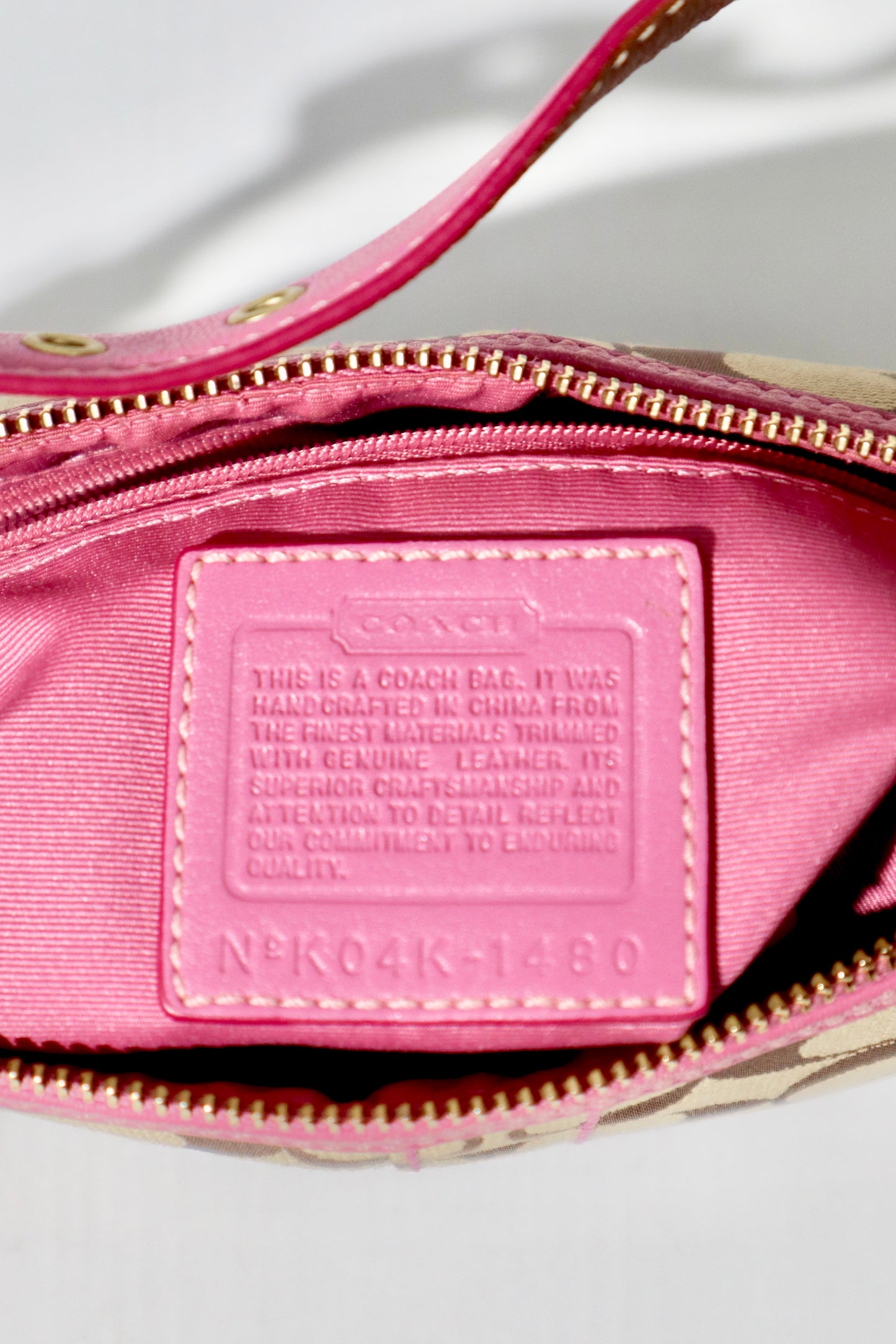 Vintage Coach Signature Hobo Bag in Pink Suede