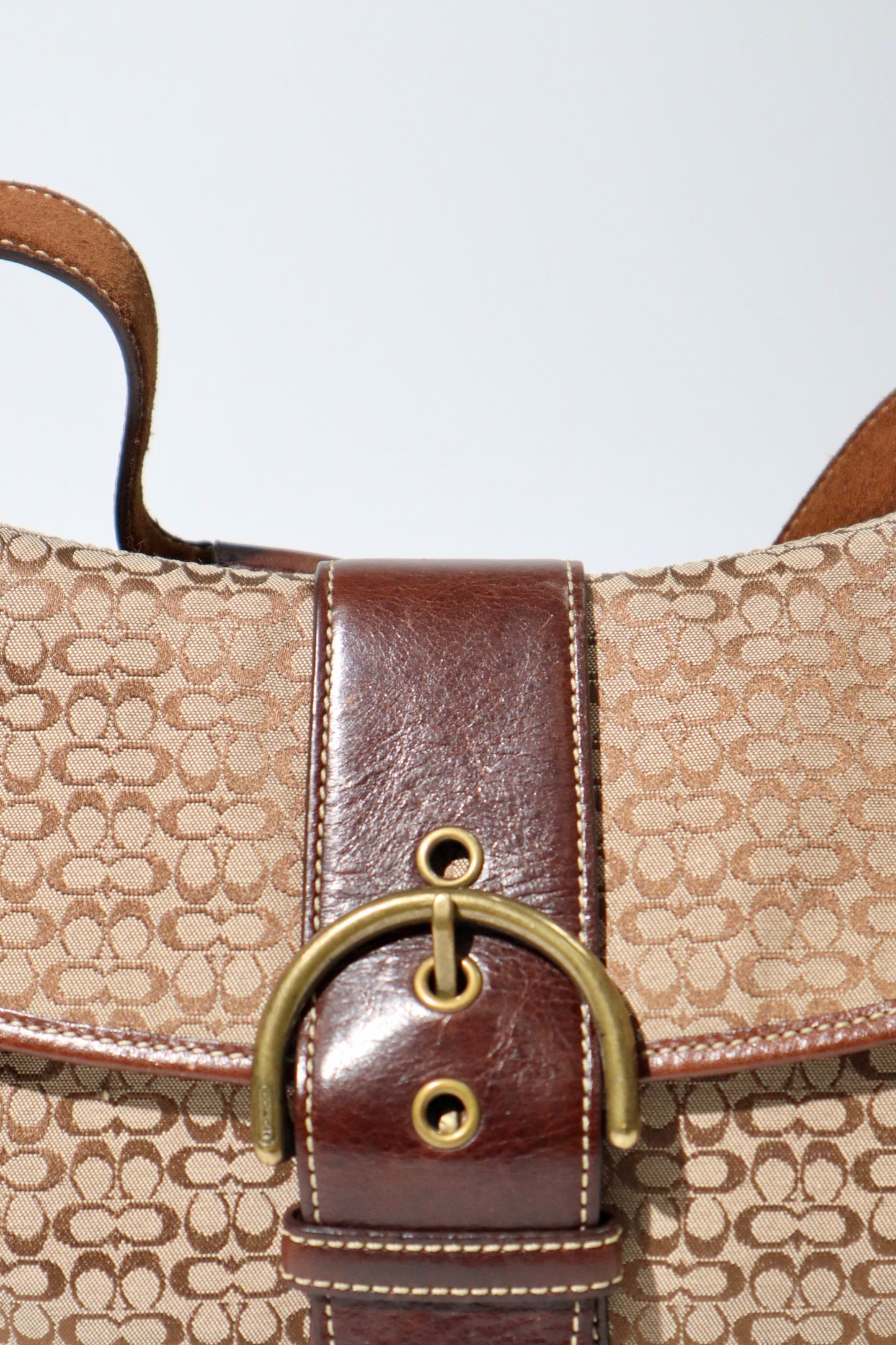 Vintage Coach Signature Soho Large Hobo Shoulder Bag in Brown Suede & Canvas