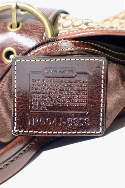 Vintage Coach Signature Soho Large Hobo Shoulder Bag in Brown Suede & Canvas