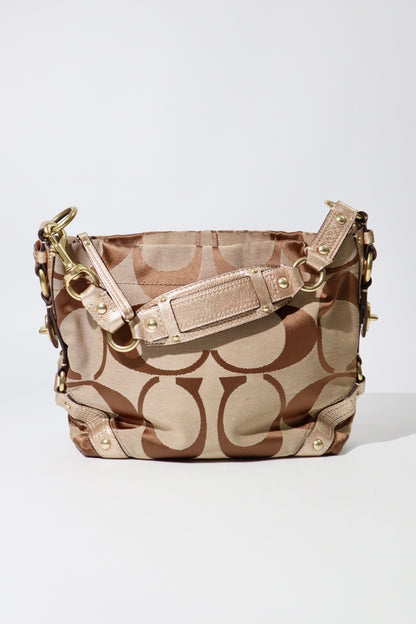 Coach Signature Studded Shoulder Bag with Rose Gold Leather Detail - 10619