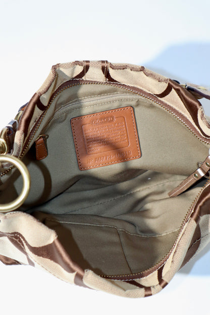Coach Signature Studded Shoulder Bag with Rose Gold Leather Detail - 10619