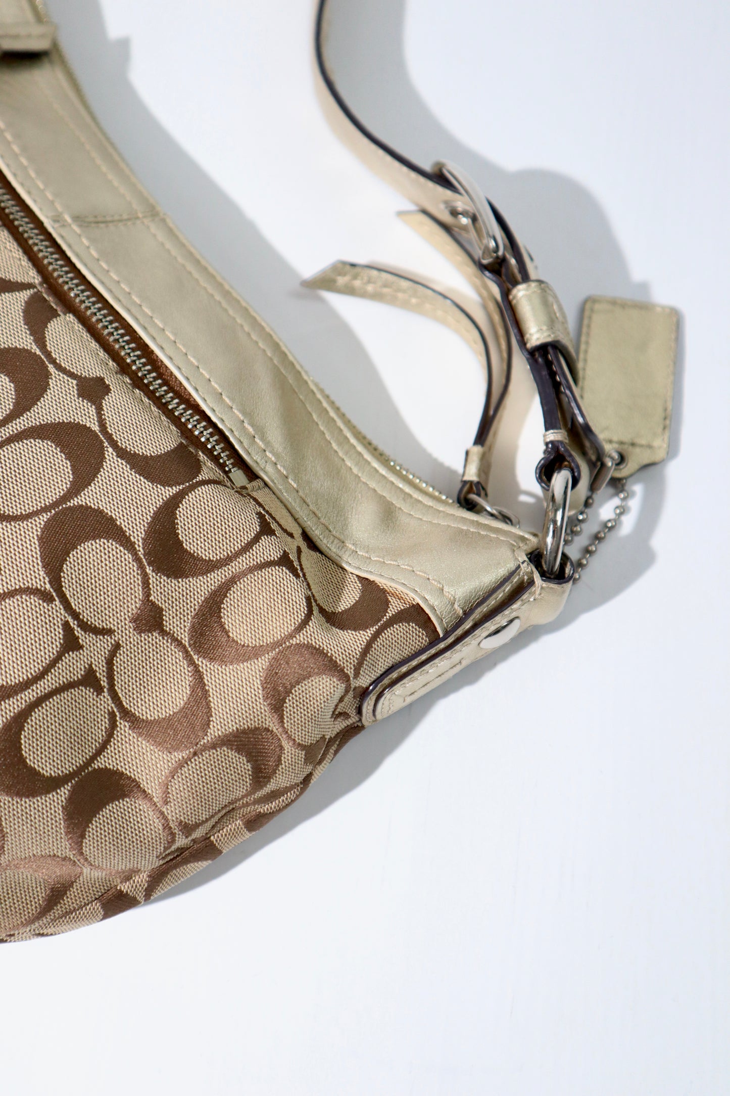 Coach Signature Canvas Shoulder Bag in Gold – F13740