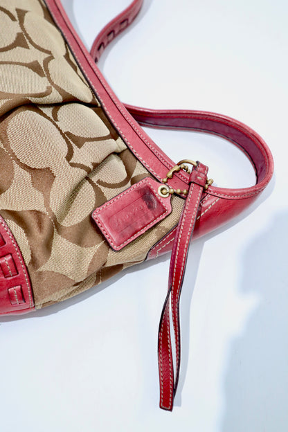 Vintage Coach 12227 Ergo Shoulder Bag with Red Trim (Rare Find)