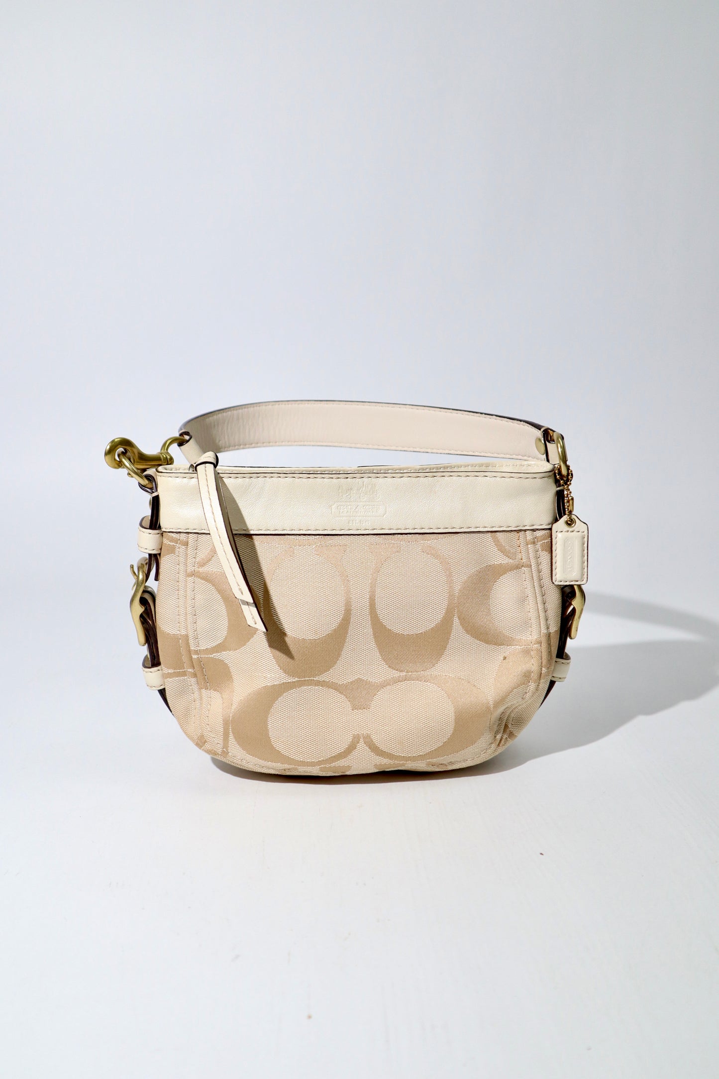 Coach Mini Carly Shoulder Bag in beige and white - 41856