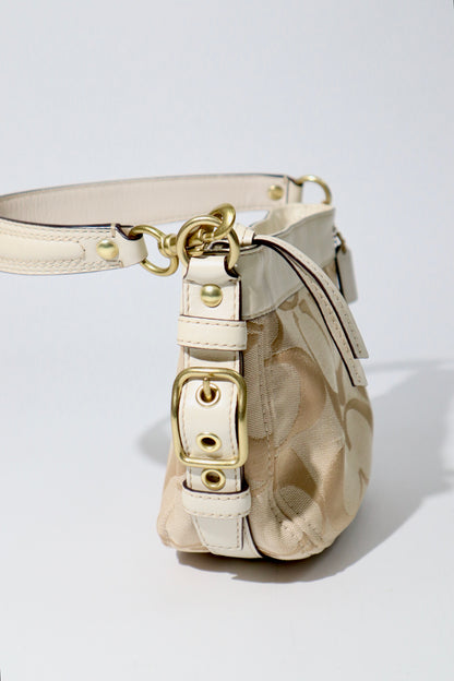 Coach Mini Carly Shoulder Bag in beige and white - 41856