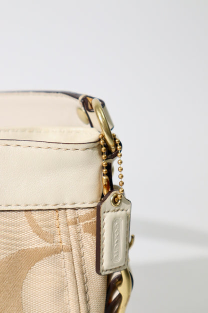 Coach Mini Carly Shoulder Bag in beige and white - 41856