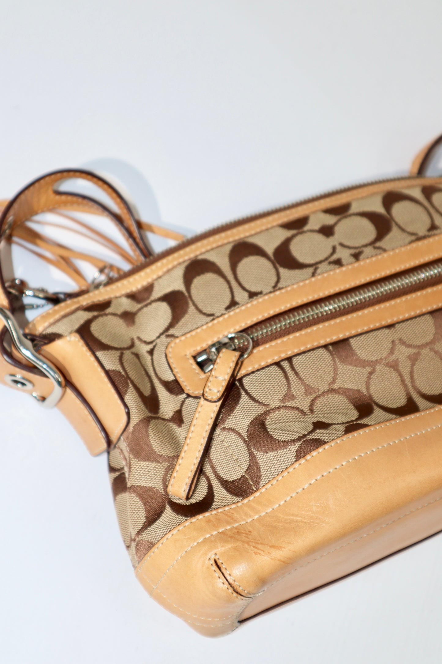 Coach Y2K East West Demi Shoulder Bag in Signature Khaki Canvas - 9363