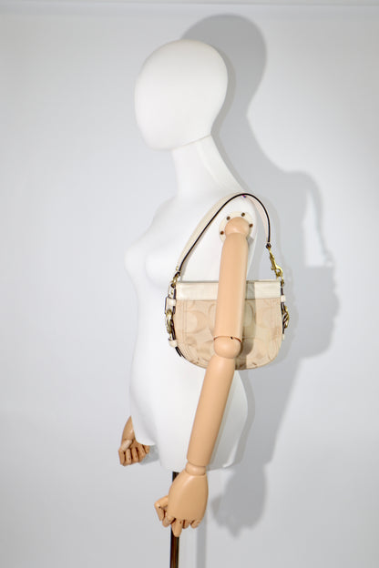 Coach Mini Carly Shoulder Bag in beige and white - 41856