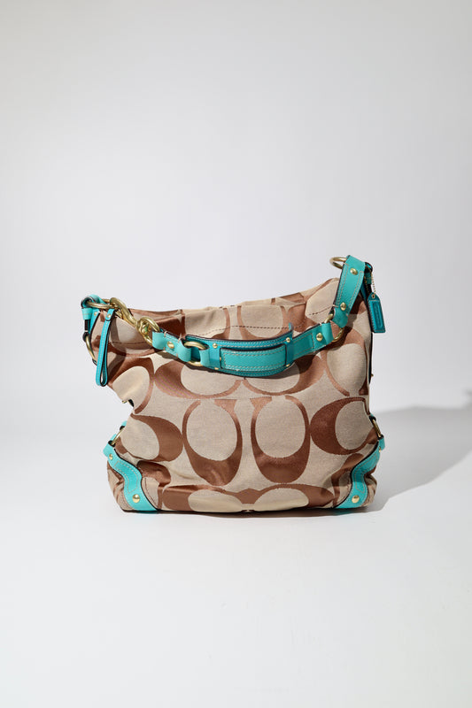 Coach Carly Hobo Shoulder Bag in Blue (Rare Find) - 11868