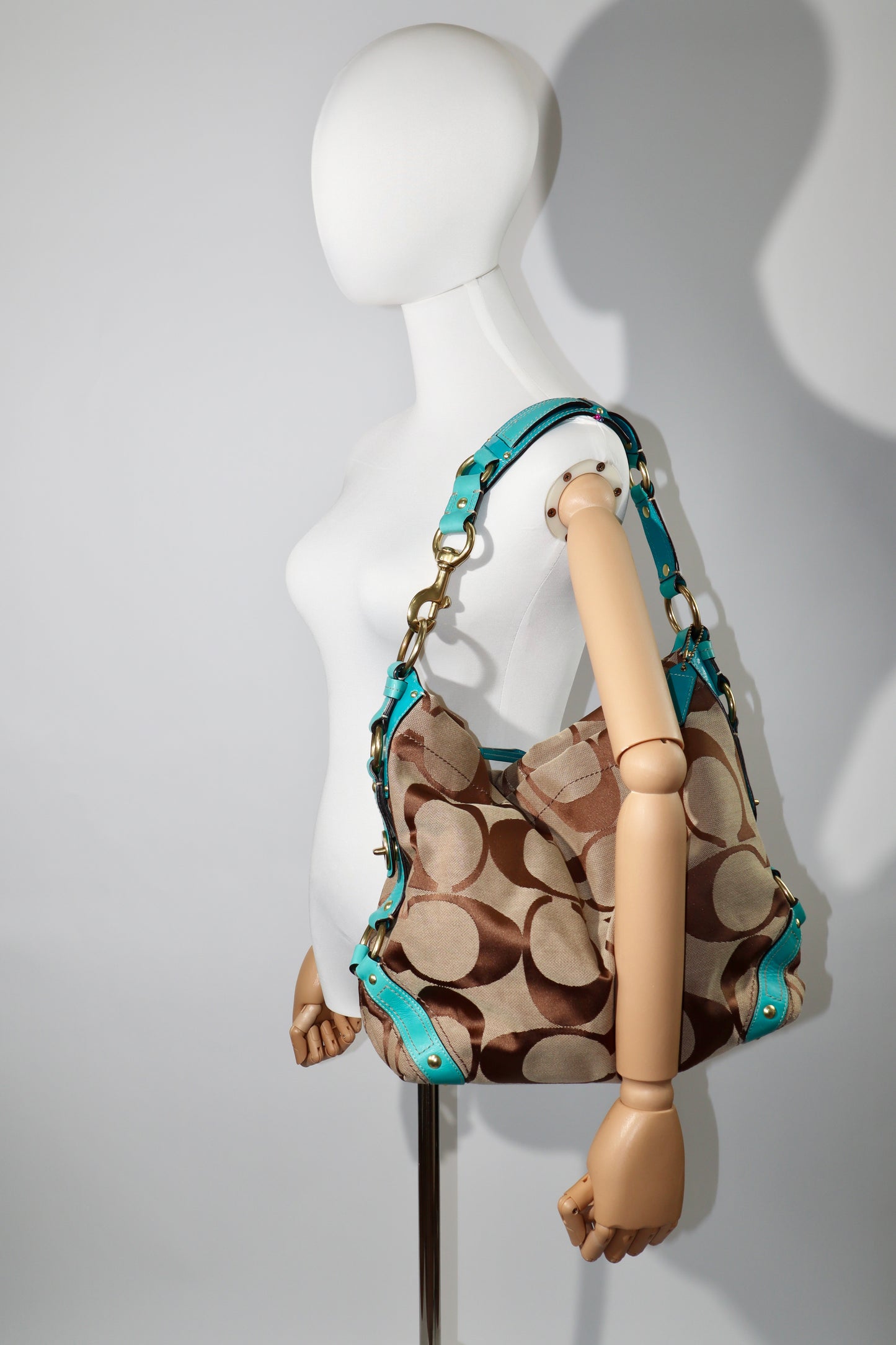 Coach Carly Hobo Shoulder Bag in Blue (Rare Find) - 11868