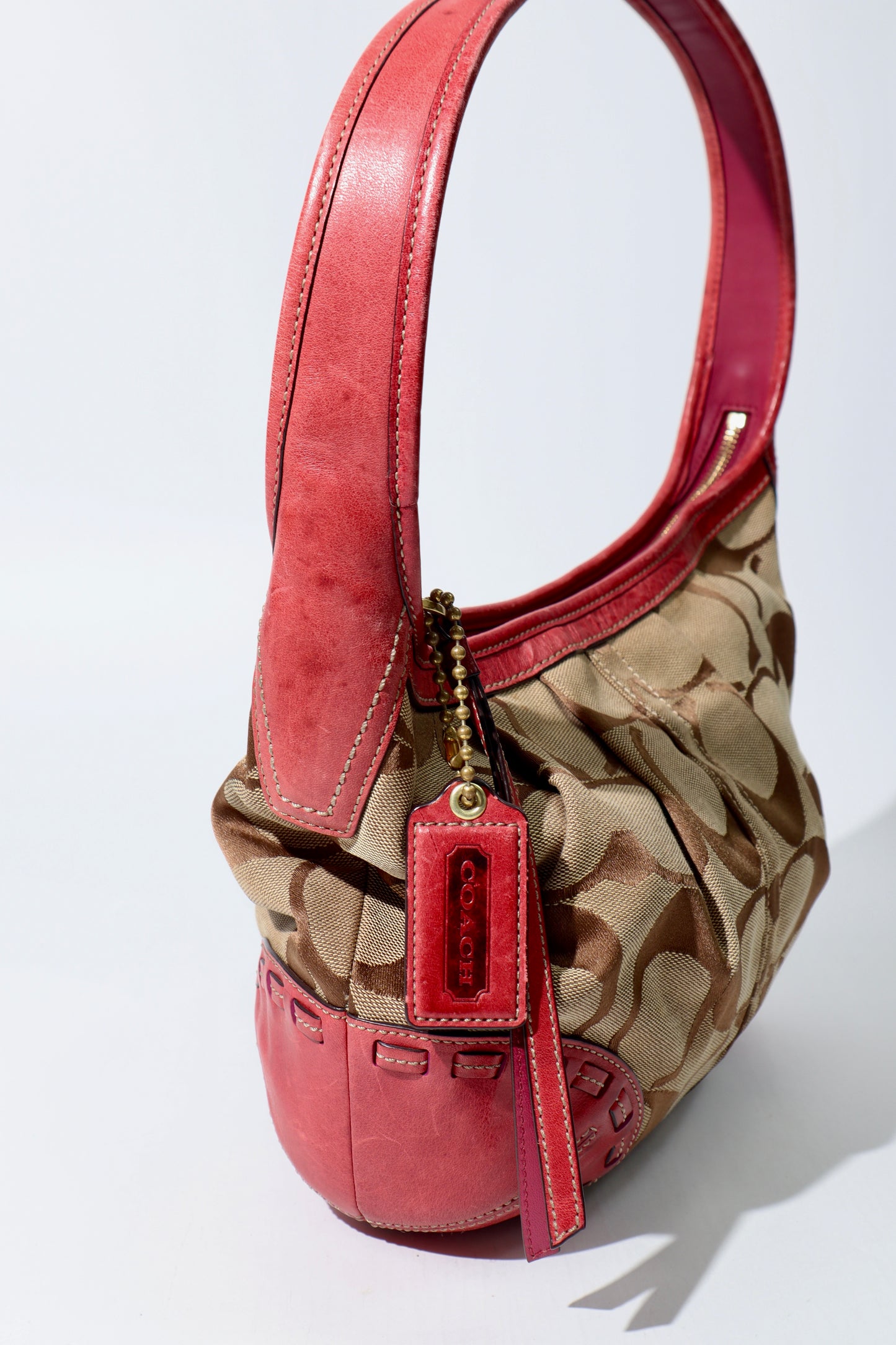 Vintage Coach 12227 Ergo Shoulder Bag with Red Trim (Rare Find)