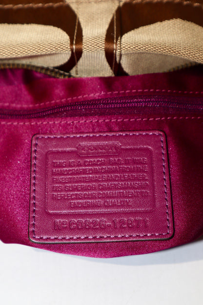 Coach Signature Studded Shoulder Bag with Purple Gold Leather Detail - 12871