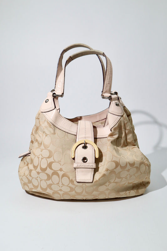 Vintage Coach Soho Large Shoulder Bag in Beige & Pink (F17408)
