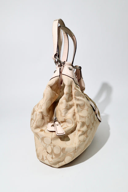 Vintage Coach Soho Large Shoulder Bag in Beige & Pink (F17408)
